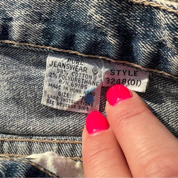 Vintage 80s Pure Jeanswear Zipper Ankle Bow Acid Wash High Rise Taper Jeans - Picture 4 of 6